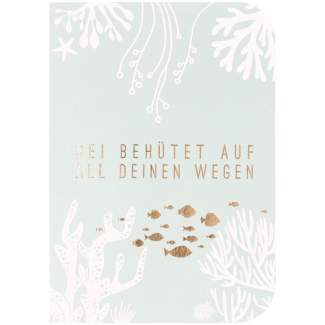 Unterwasserwelt. Taufkarte "Sei behütet auf all deinen Wegen" 