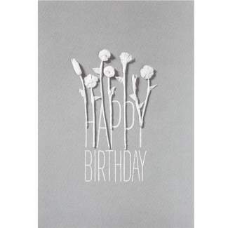 weiße Blütenkarte "Happy Birthday" 