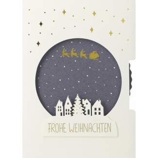 Schneekugelkarte "Frohe Weihnachten" 