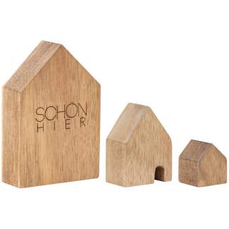 Holzhäuser Set aus 3 "Schön hier" 