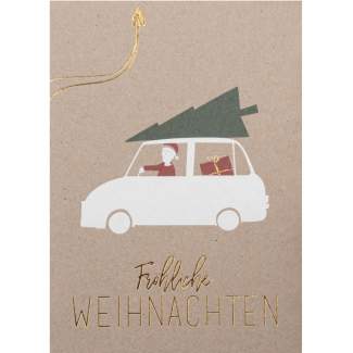 Weihnachtsautokarte "Fröhliche Weihnachten" 