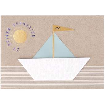 Kommunion. Bootkarte "Auf zu einer Reise voller ..." 