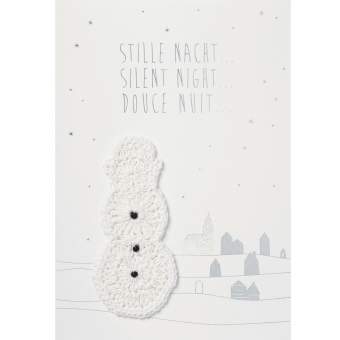 Weihnachtskarte mit Strickelement "Schneemann" 