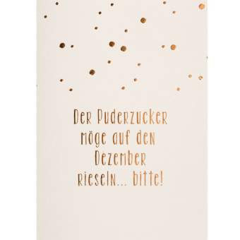 Weihnachtspostkarte "Der Puderzucker möge..." 