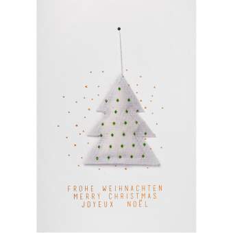Weihnachtskarte mit Gazeanhänger "Tanne" 