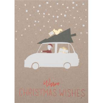 Weihnachtsautokarte "Warm christmas wishes" 
