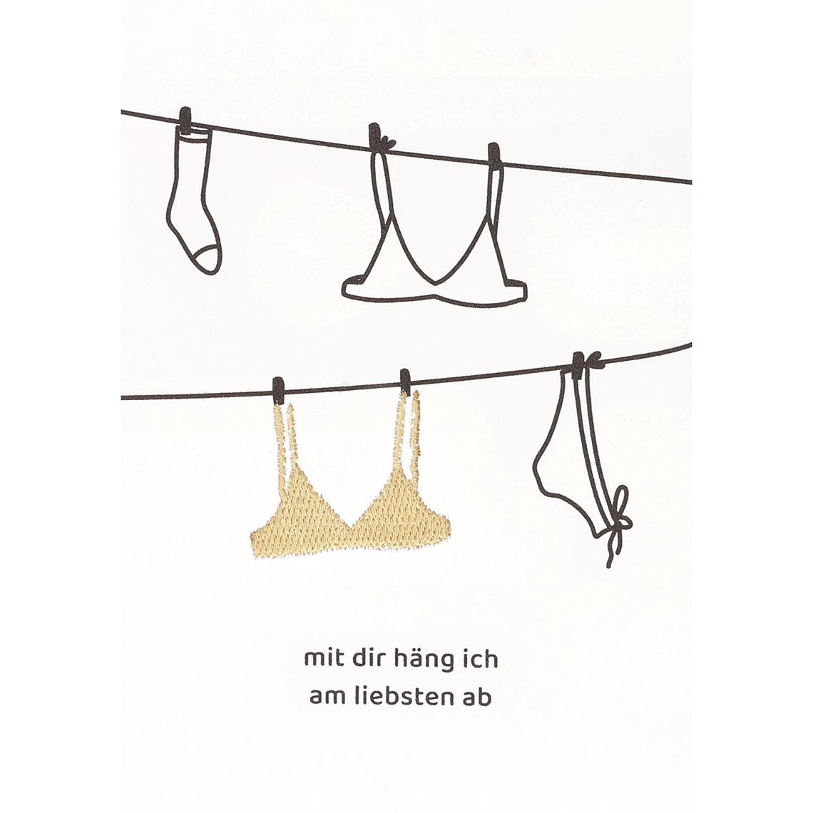 Goldene Stickereien Karte "Mit dir" 