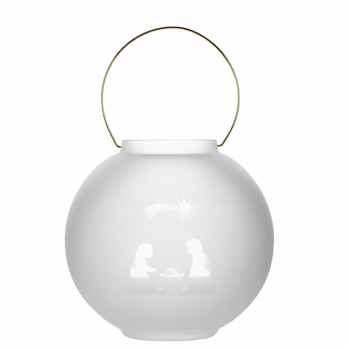 Gefrostetes Glaswindlicht "Krippe" 